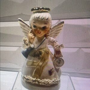 Charming Angel Figurine with Gold Accents